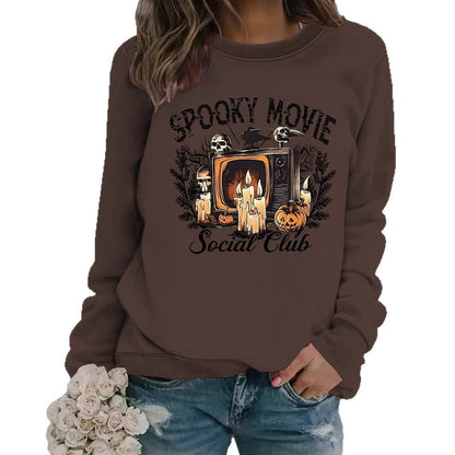 Damen Sweatshirt Spooky Film-Motiv Lässiger Schnitt