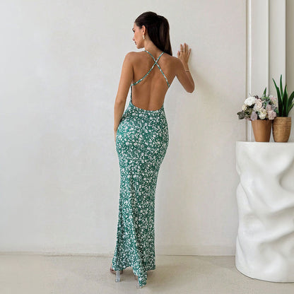 Damen Maxikleid Verstellbare Träger Floraler Druck Norvielle