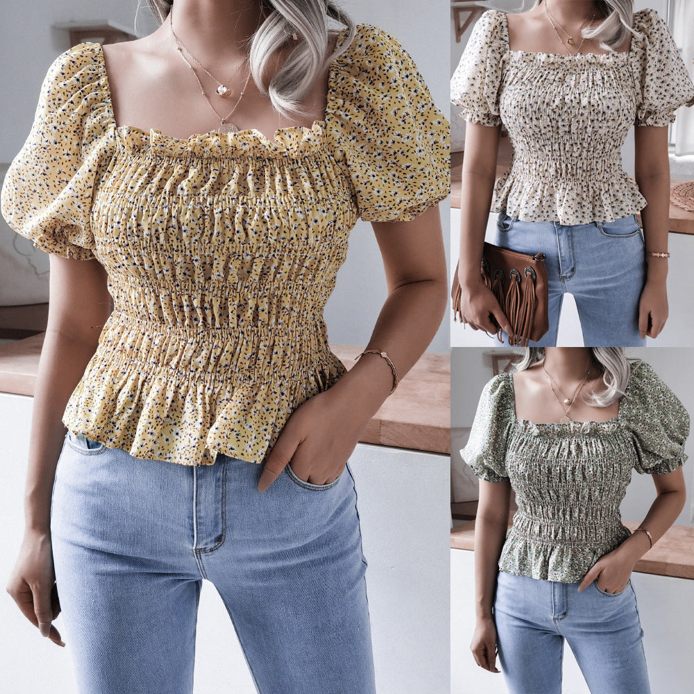 Damen Bluse Elastisch Puffärmel Norvielle - Norvielle