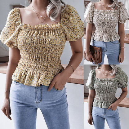 Damen Bluse Elastisch Puffärmel Norvielle - Norvielle