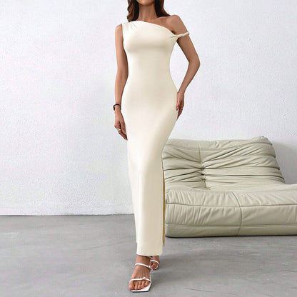 Damen Maxikleid Schulterfrei Mit Seitenschlitz Norvielle