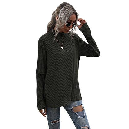 Damen Pullover Hochkragen Strukturiertes Waffelmuster Norvielle