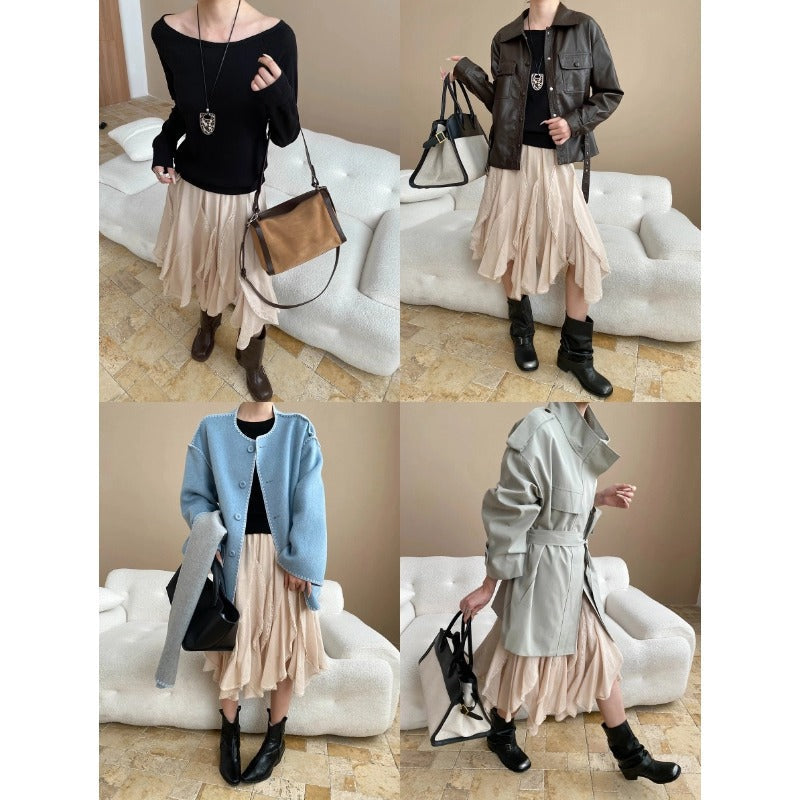 Damen Kunstlederjacke Funktionale Taschen Modischer Schnitt