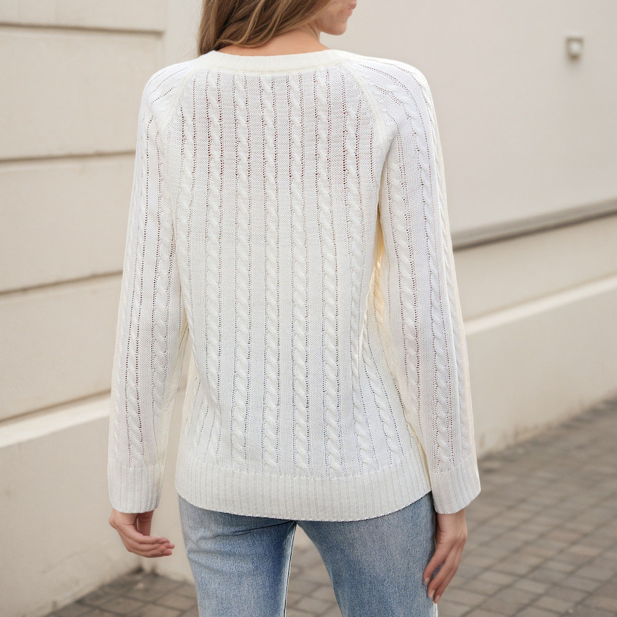 Damen Strickpullover Herz-Applikation Luftige Maschenstruktur