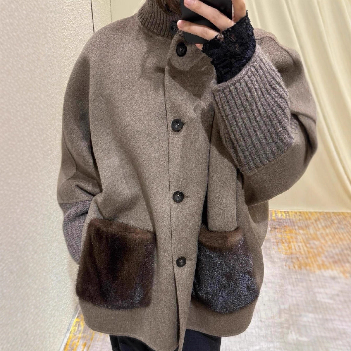 Damen Wolljacke Übergröße mit Einzigartigen Details Norvielle - Norvielle