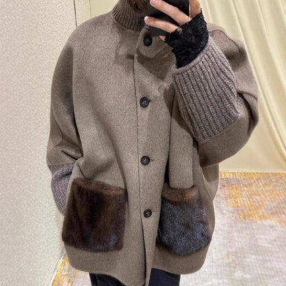 Damen Wolljacke Übergröße mit Einzigartigen Details Norvielle - Norvielle