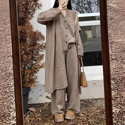 Damen Strickensemble Longcardigan weite Hose Norvielle