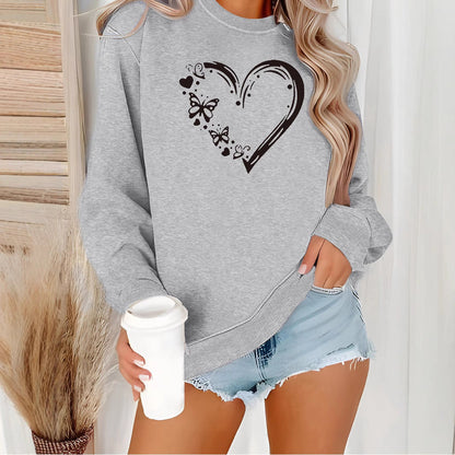 Damen Sweatshirt Herz Schmetterling Design Norvielle