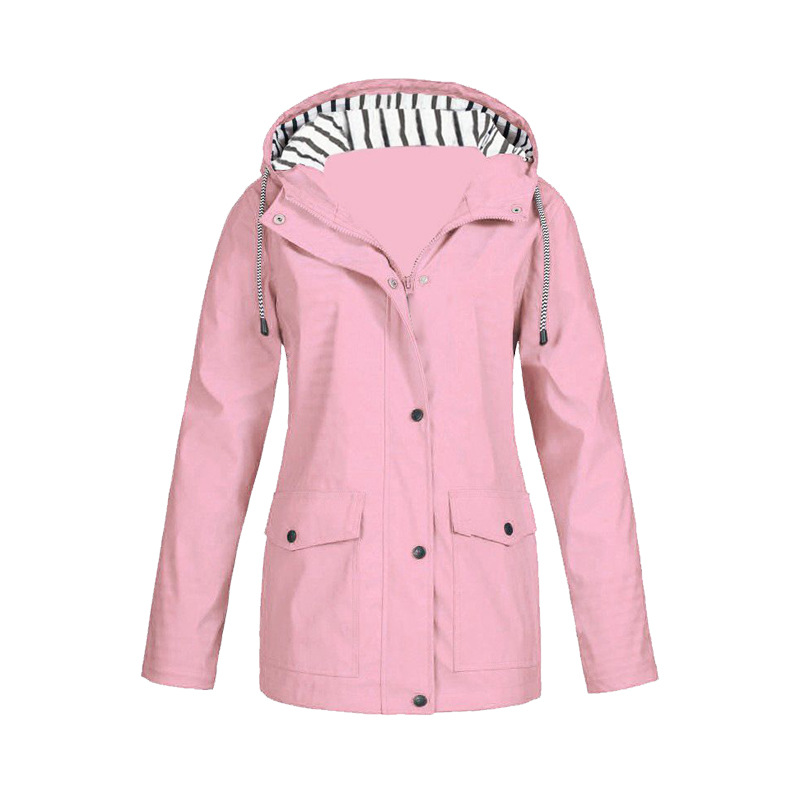 Damen Regenjacke mit Kapuze und Reißverschluss