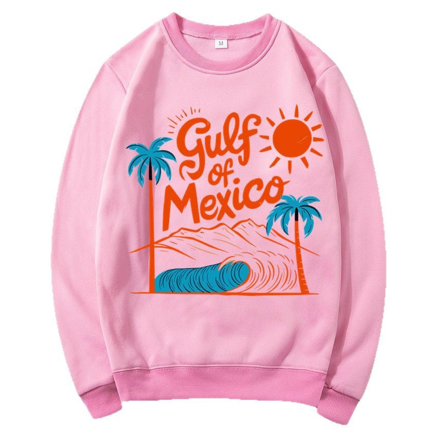 Damen Sweatshirt Maritimes Grafikdesign Lässiger Schnitt Beige