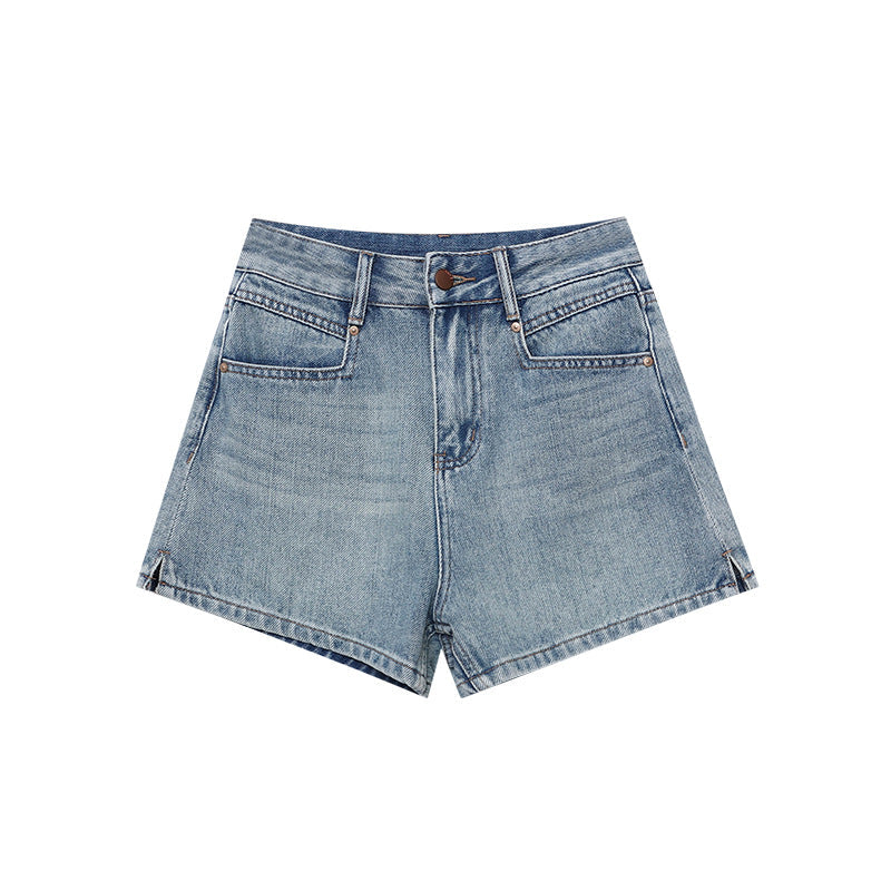 Damen Denim-Shorts Hochwerder Bund Klassischer Schnitt