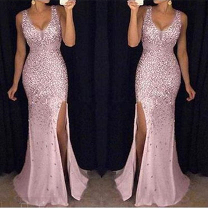 Damen Paillettenkleid Figurbetonter Schnitt Seitlicher Schlitz