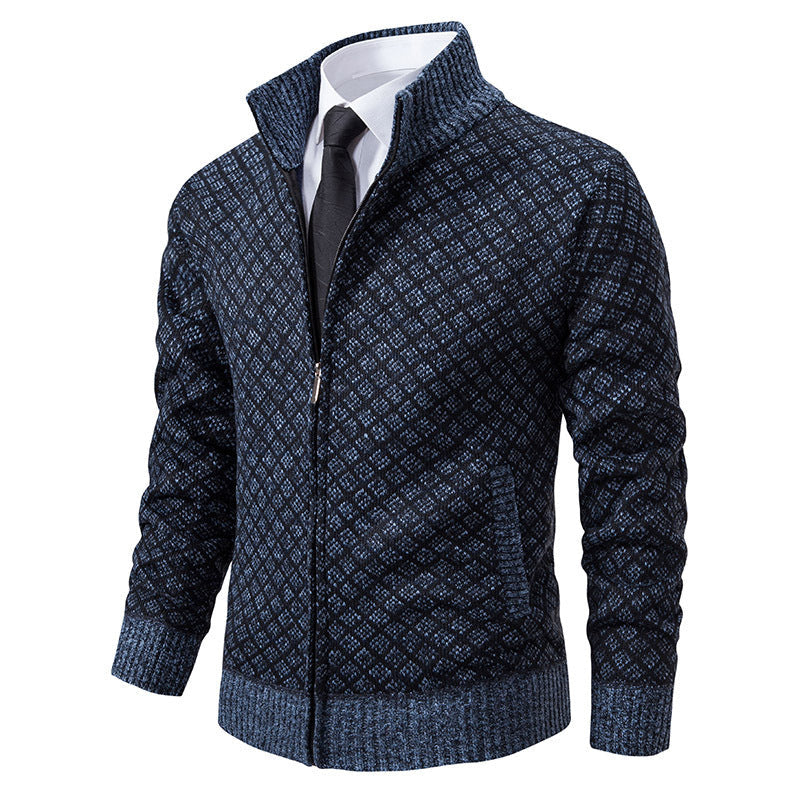 Herren Strickblazer Strukturiertes Muster Anthrazit