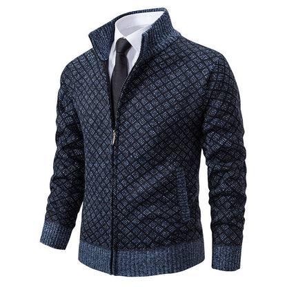 Herren Strickblazer Strukturiertes Muster Anthrazit