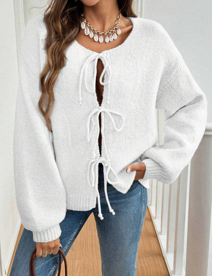 Damen Strickpullover mit Knotendetails