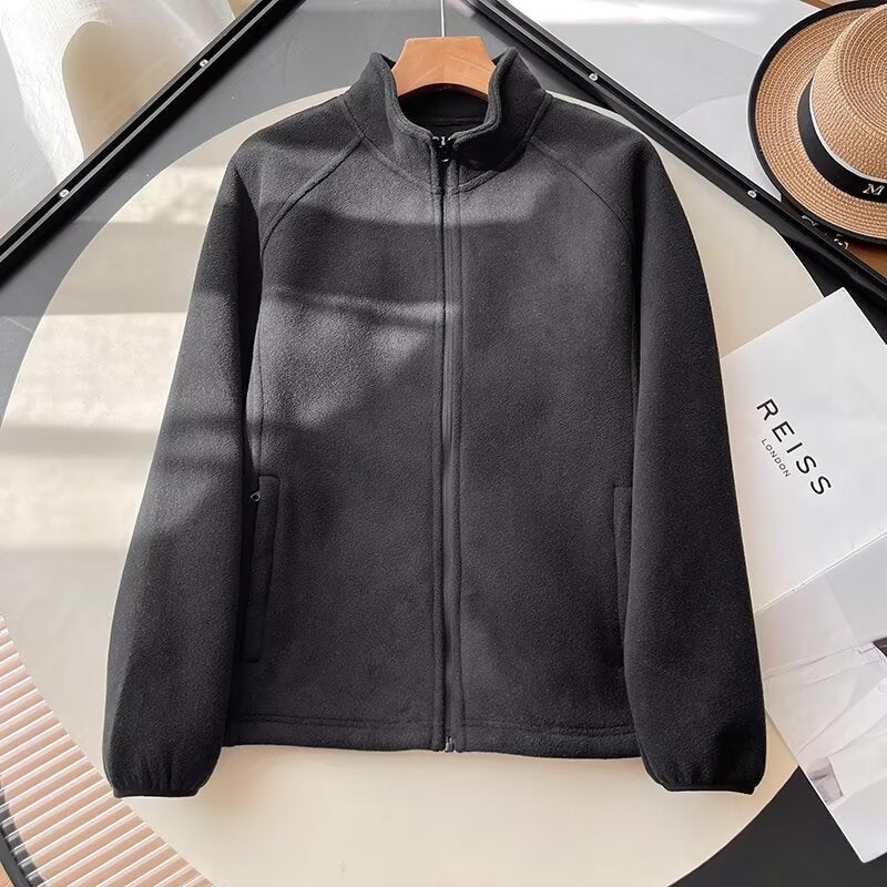 Damen Fleecejacke Hohler Kragen Kuschelig Grün Norvielle