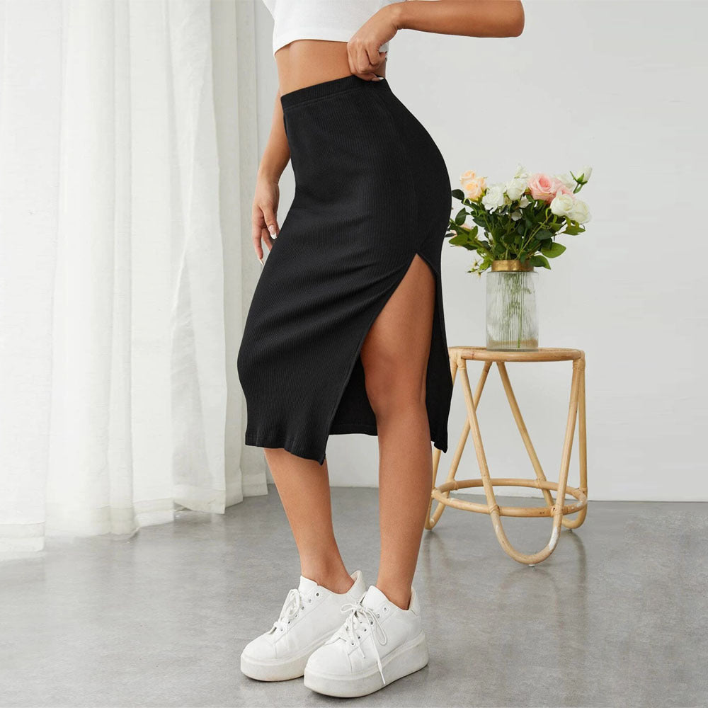 Damen Midirock Schlank Schnitt Seitenschlitz Norvielle - Norvielle
