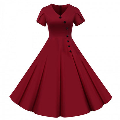 Damen Swingkleid V-Ausschnitt Weit Rock Norvielle