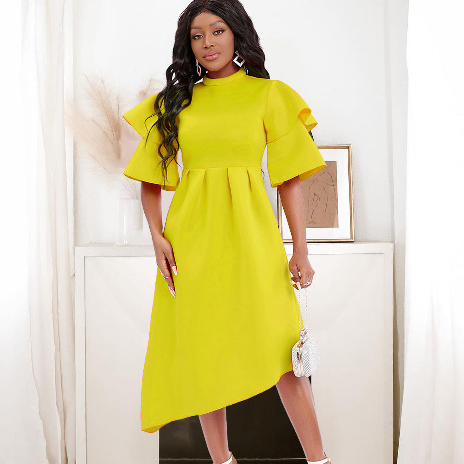Damen Asymmetrisches Kleid 3/4 Ärmel Norvielle