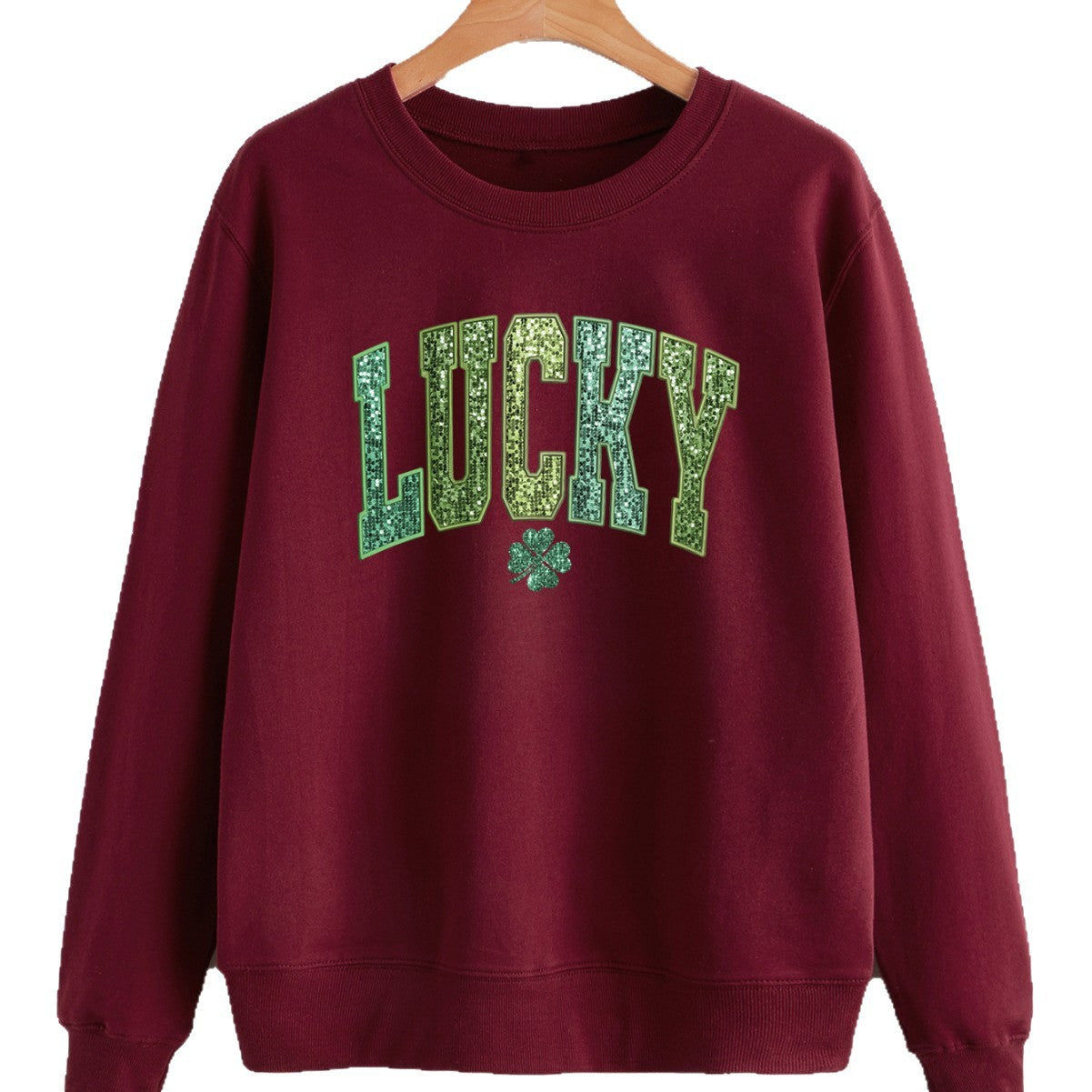 Damen Sweatshirt Glitzernd Kleeblattmotiv Norvielle