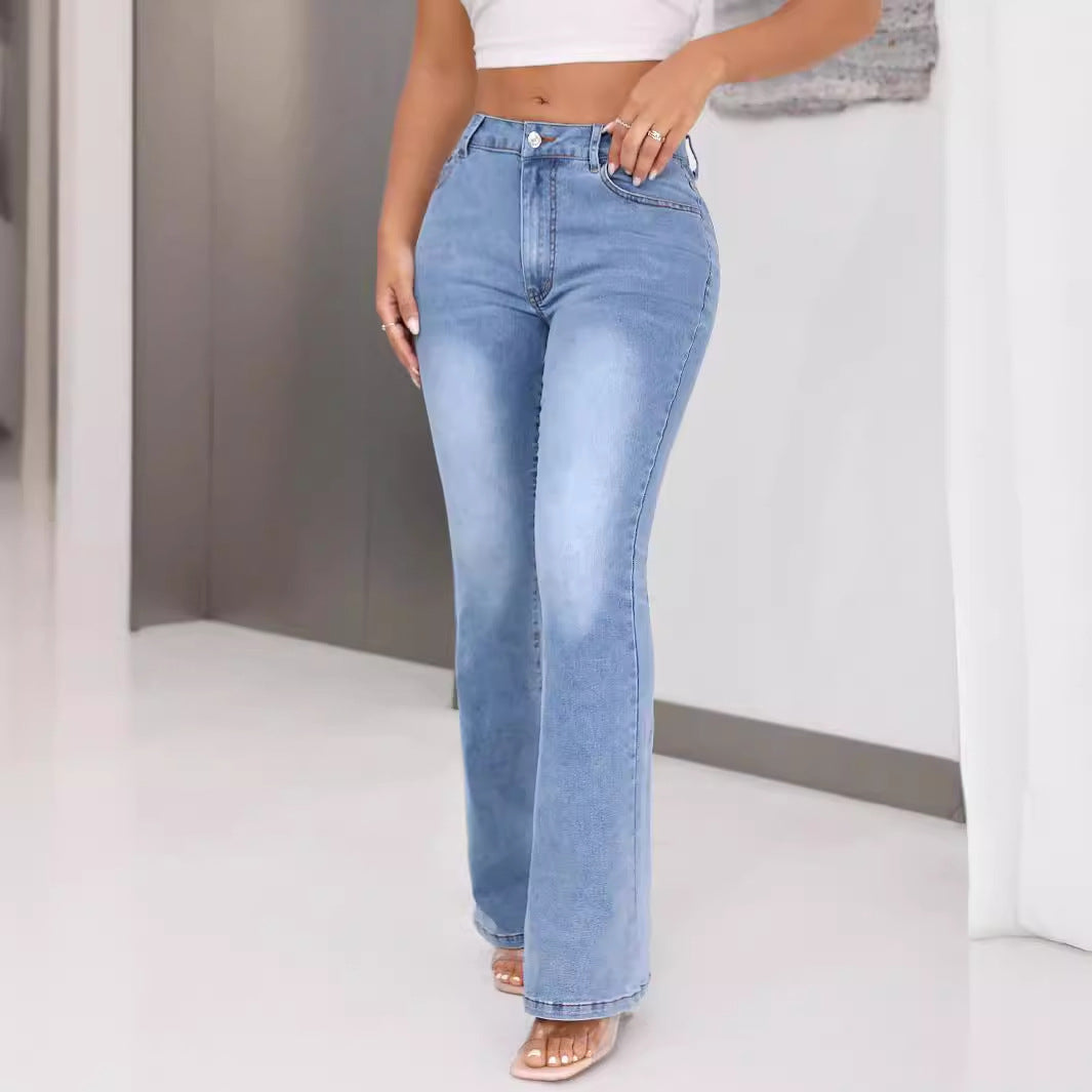 Damen Bootcut Jeans Hochbund Ausgefallenes Design Norvielle