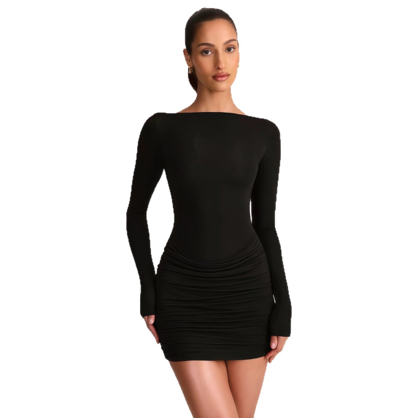Damen Minikleid Schulterfrei Elegante Drapierung Norvielle