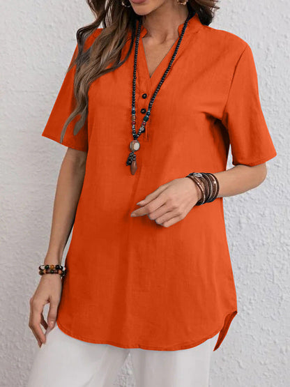 Damen Blusenshirt Kurzärmelig Modern Druckknöpfe Norvielle