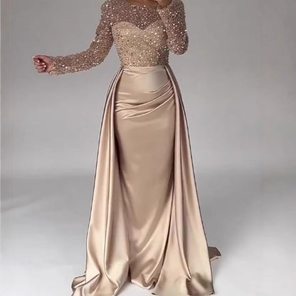 Damen Abendkleid Glitzer Oberteil Fließender Rock Norvielle - Norvielle