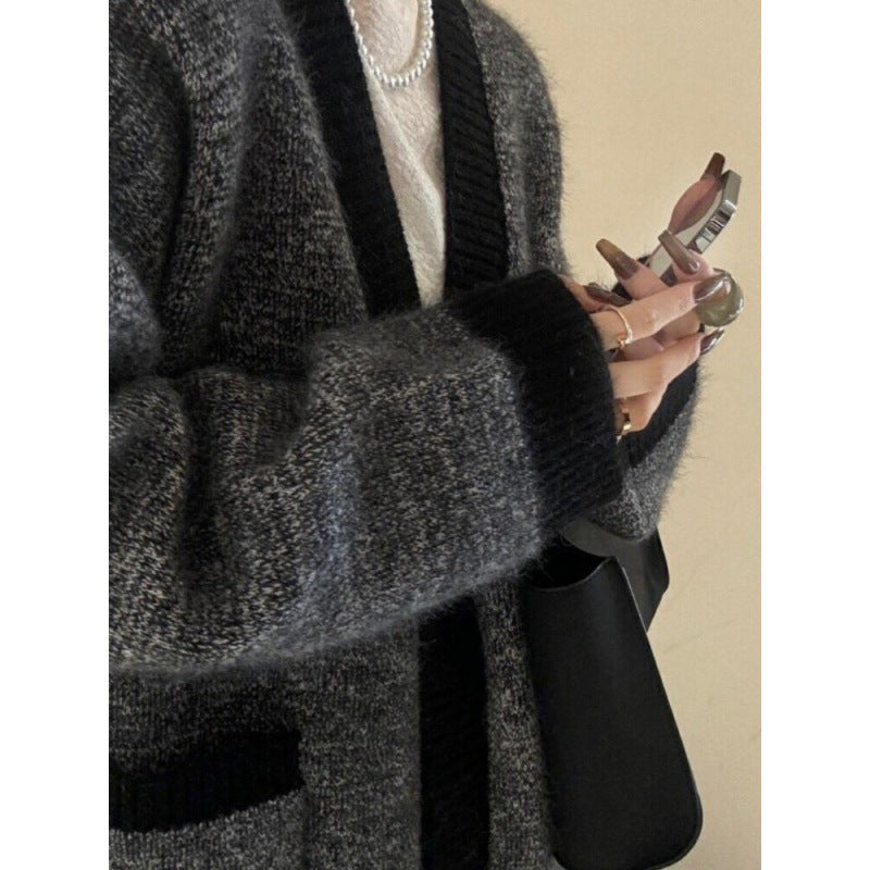 Damen Cardigan Kuschelig V-Ausschnitt Große Taschen Norvielle