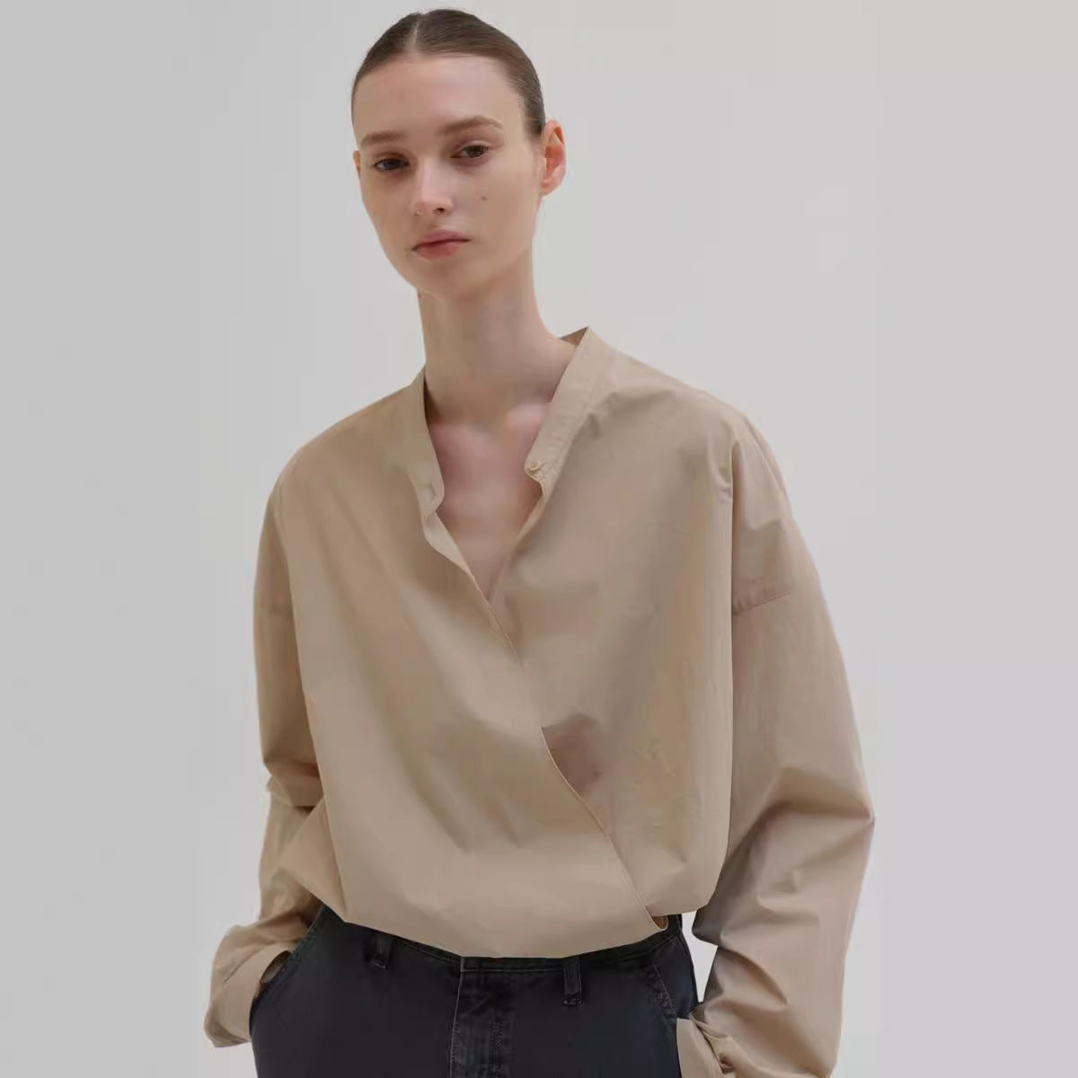 Damen Asymmetrische Bluse Minimalistisch Norvielle