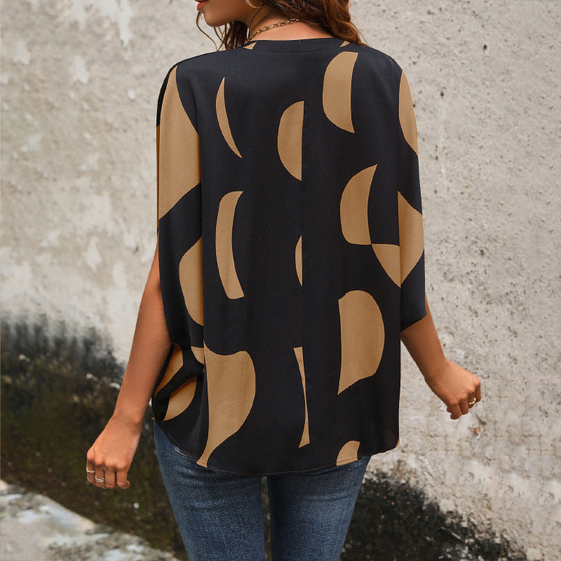 Damen Bluse Modernes Grafikdesign Locker Leicht Norvielle