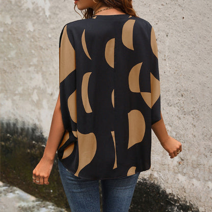 Damen Bluse Modernes Grafikdesign Locker Leicht Norvielle