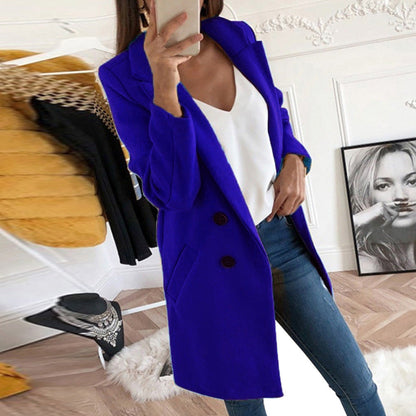 Damen Longblazer Doppelter Knopfleiste Wärmer Norvielle