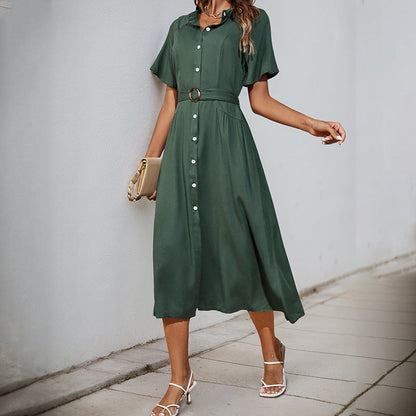 Damen Midi-Kleid Knopfleiste Seitenschlitz Norvielle
