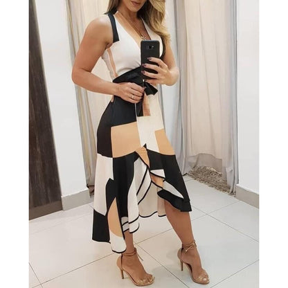 Damen Wickelkleid Grafisches Muster Gürtel