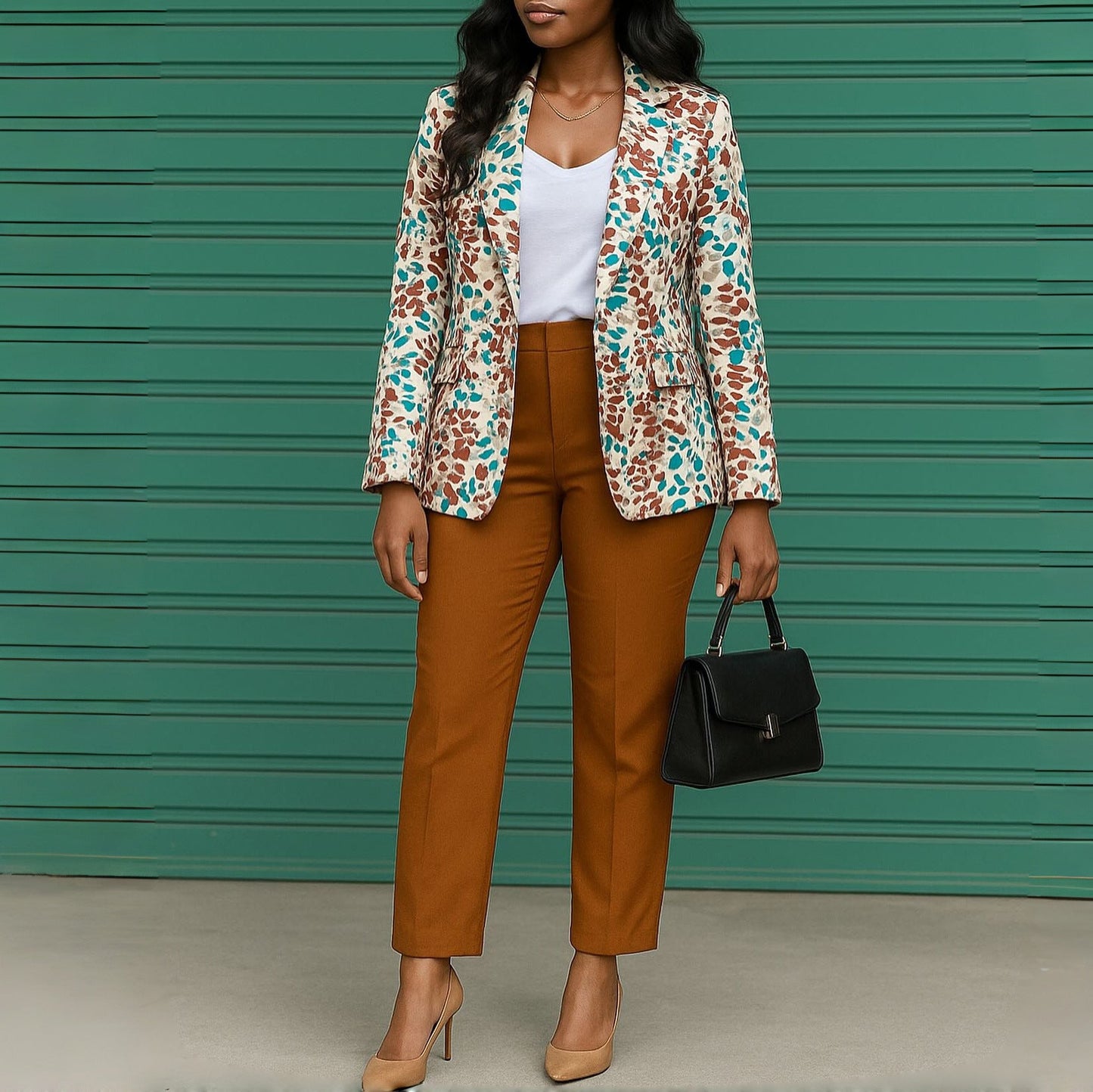 Damen Blazer-Hosenkombination Florales Muster Norvielle