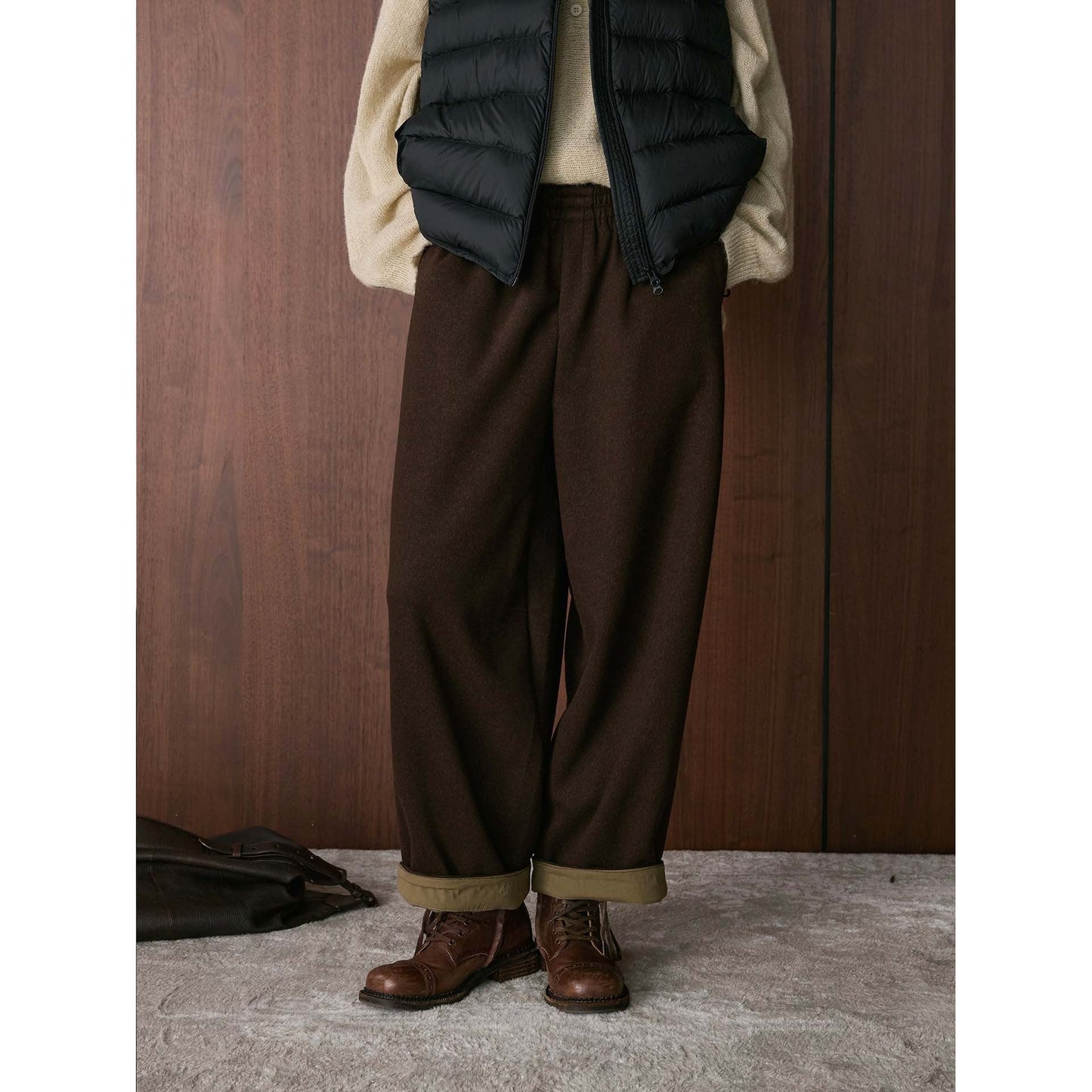 Damen Chino-Hose Hochtailliert Lässiger Schnitt Beige