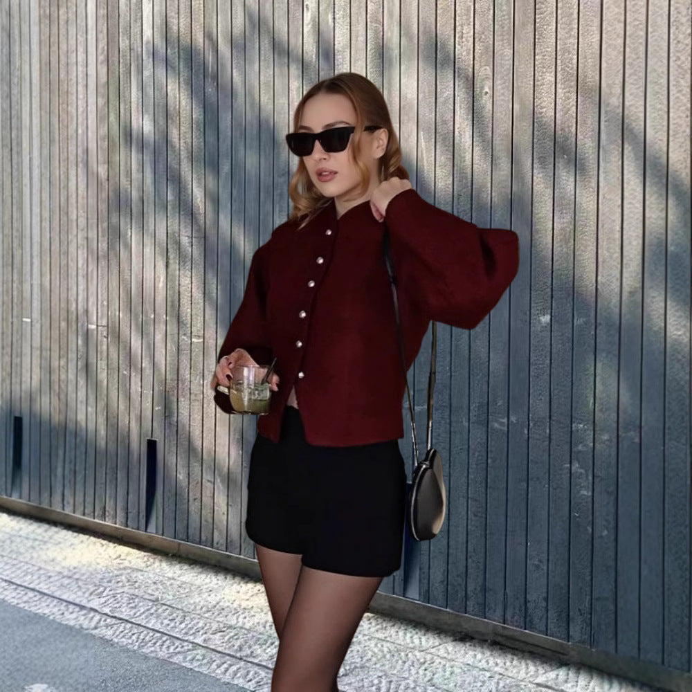 Damen Kurzjacke Voluminöse Ärmel Norvielle