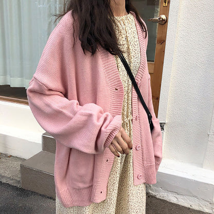 Damen Cardigan Lässiger Schnitt Überschnittene Schultern Bequem
