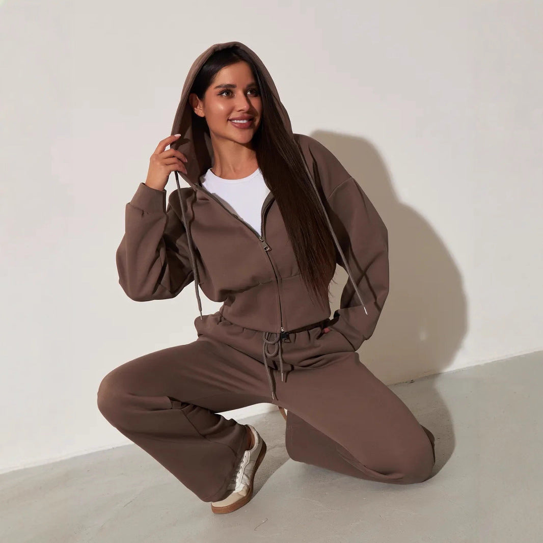 Damen Kapuzenoberteil und Sweatpants-Set Hochtailliert mit