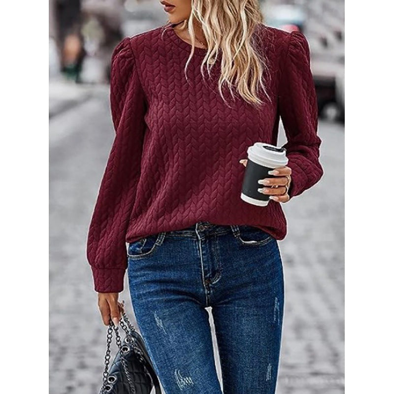 Damen Pullover Weiches Strukturdesign Puffärmel Norvielle