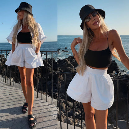 Damen Kurzarm-Bluse und Shorts Set Tragekomfort Norvielle