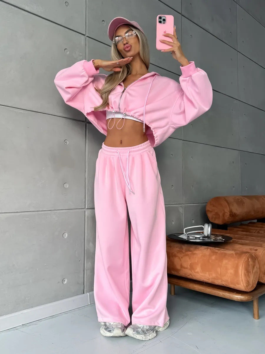 Damen Cropped Hoodie und Jogginghose Bequem Norvielle