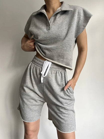 Damen Poloshirt Set mit Sweatshorts Norvielle