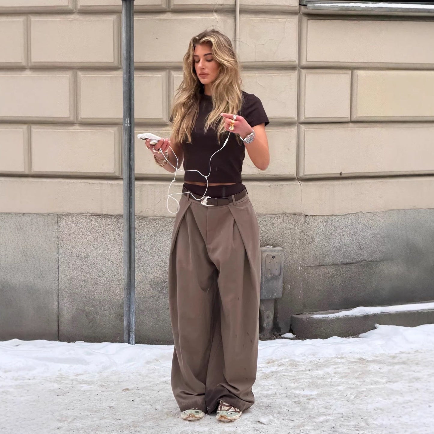 Damen Hochtaillierte Hosen Norvielle