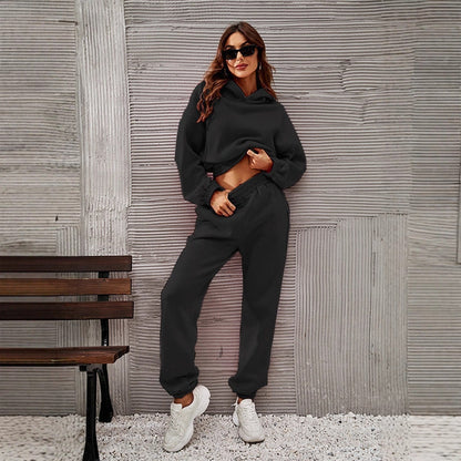 Damen Sportanzug mit Hoodie und Jogginghosen Elastisch