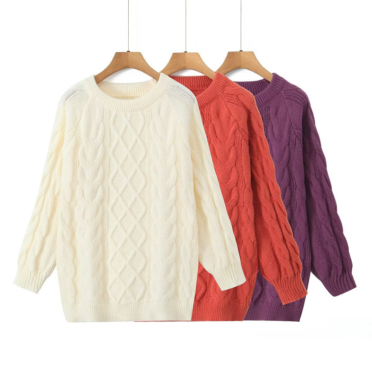 Damen Gestrickter Pullover Zopfmuster Norvielle - Norvielle