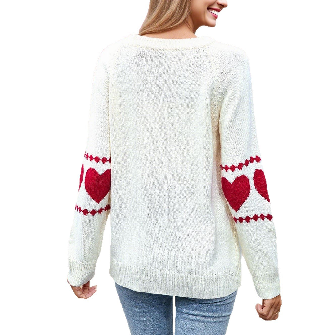 Damen Strickpullover Herzmotiv Bunt Norvielle