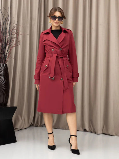 Damen Trenchcoat Doppelter Knopfleiste Taillengürtel Norvielle