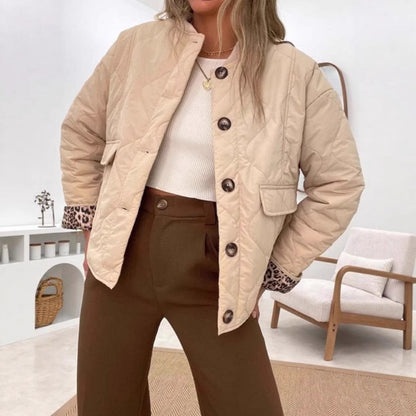 Damen Übergangsjacke Gesteppt Modern Animalisches Innenfutter
